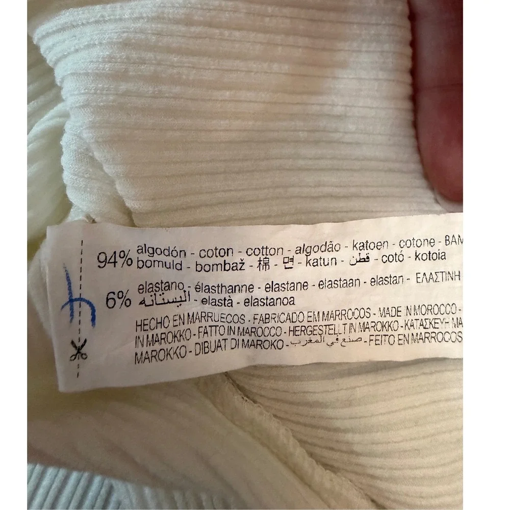 Zara Kids Girls White/Cream Ribbed Knit Polo Shirt Short Sleeve Size 13-14